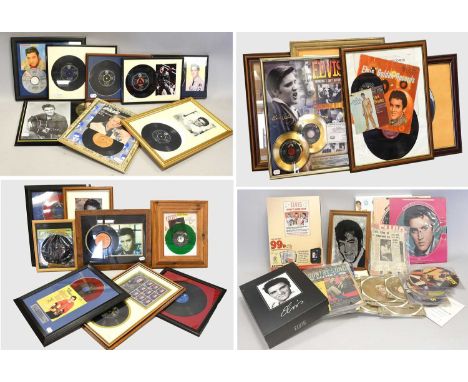 Elvis Presley Various Framed Singles And LPs including Hound Dogs/Don't Be Cruel gold discs, Interview picture disc, Jailhous
