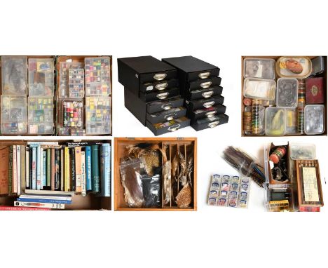 A Large Collection of Fly Tying Materials together with several books on fishing and flytying. (Q)