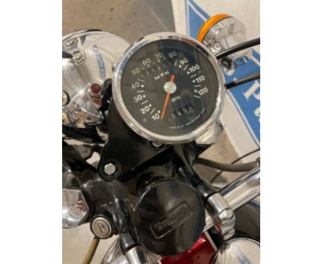 Triumph T100C motorcycle. 1971. Matching numbers with 500cc engine. Lots of work done to this bike. Previously imported. Reg 