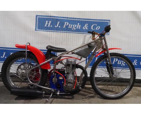 Dul Weslake speedway bike. One of only 20 Dula frames made and fitted with a Weslake 4 valve engine. Bike is fitted with Amal