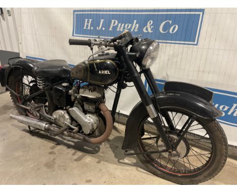 Ariel VB motorcycle. 1950. 600cc. Rare machine originally for military and sidecar use. Good compression. Frame No- WB743. En
