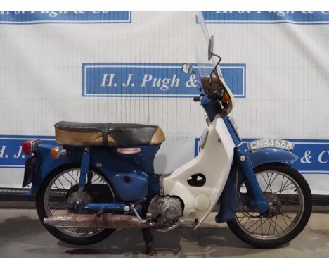 Honda C50 moped. 1974. 70cc engine. This moped has been assembled from 2 different bikes. Reg. CNB 466M. V5 
