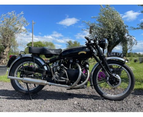 Vincent Rapide motorcycle. First registered 21/02/1950. 998cc. Frame No- RC5220. Engine No- F10AB/1/3320. This motorcycle has