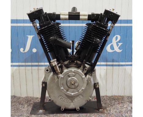 Motosacoche (Matchless) V-Twin engine. 1919. 1000cc. Inlet over exhaust, rare and complete engine