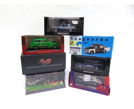 SEVEN ASSORTED 1/43 SCALE MODEL CARS comprising Bang No.7304, Alfa Romeo 2000 Sprint 'Polizia'; Minichamps No.400 120991, Alf