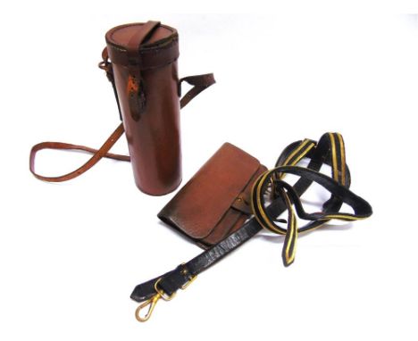 A RARE GREAT WAR BRITISH DESPATCH RIDER'S BROWN LEATHER POUCH undated; together with a Victorian naval sword belt; and a brow