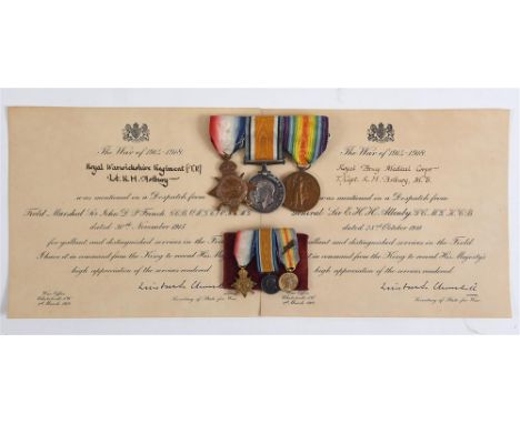 A GREAT WAR M.I.D. TRIO OF MEDALS TO CAPTAIN R.H. ASTBURY, ROYAL WARWICKSHIRE REGIMENT comprising the 1914-15 Star (Lieut. R.