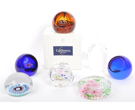 A collection of contemporary glass paper weights. Comprising of Caithness glass nature study collection Victoriana, Crystal O