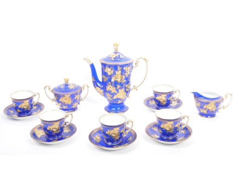 Noritake - Japanese porcelain china tea service. Comprising of, cups, saucers, teapot, milk jug and sugar bowl. Floral gilt a