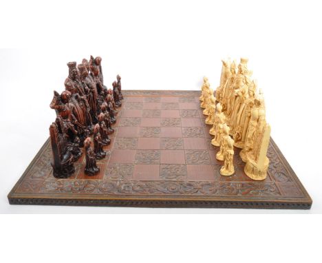 A vintage Studio Anne, Carlton 'Westminster Abbey' Chess Set, with board in its original box. Handmade by Craftsmen of SAC Lt