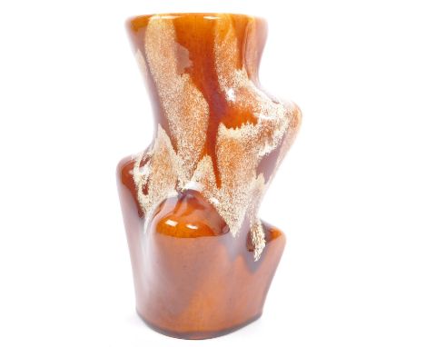 A vintage, retro mid 20th century circa. 1970s studio style vase by KAD YAD, Israel. In a West German, Fat Lava era style wit