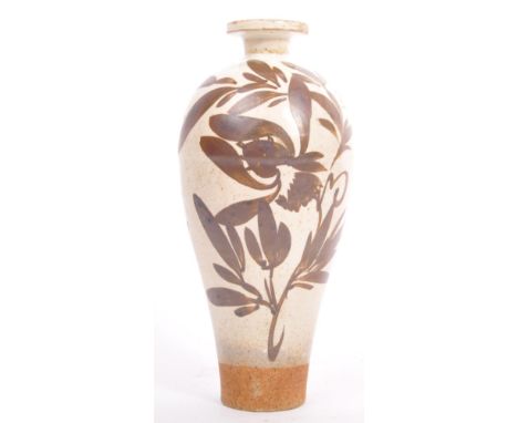 An 19th Century. 1920's / 1930's Chinese&nbsp;oriental drinking vessel / flask / vase having cream/beige tapered, bulbous bod