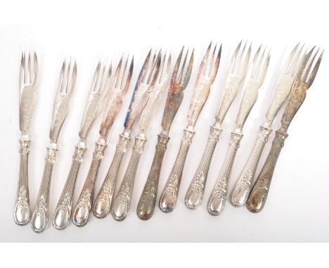 Christofle - A collection of 19th century silver plated Christofle flatware cutlery. Each piece having handle and fork marked
