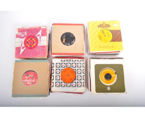 A large collection of 45 RPM vinyl singles, comprising of two carr case boxes to include; Procol Harum, The Eveleigh Brothers