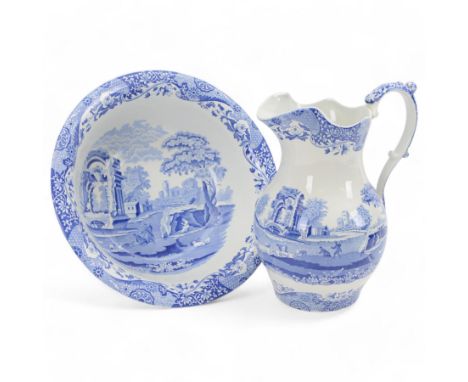 Spode Italian pattern water jug and bowl, jug H31cm