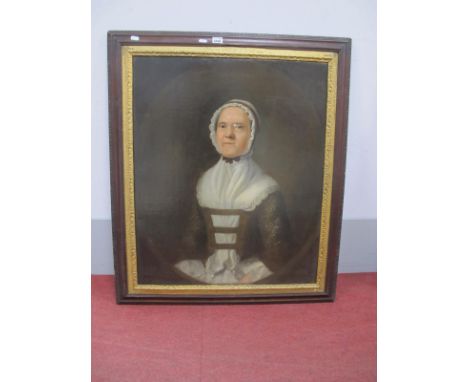 XVIII CENTURY (Possibly American) A Half Length Portrait of a Lady in a Lace Headdress, oil on canvas, 76 x 63.5cm.