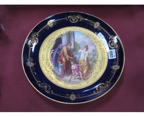 A Late XIX Century Vienna Style Porcelain Charger, the centre decorated with a classical scene after Kaufmann, within an elab