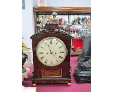 A Regency Rosewood Bracket Clock, with acorn finial, the circular white enamel dial with Roman numerals, 8-Day movement, on a
