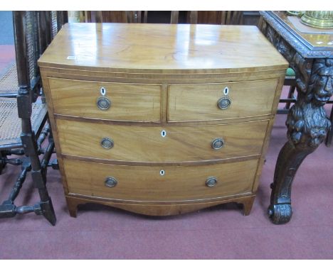 An Early XIX Century Mahogany Bow Fronted Chest of Drawers, with two short drawers, two long drawers on bracket feet, 87cm wi