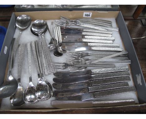 Gerald Benney for Viners; A Forty-Four Piece Set of Vintage (1970's) 'Studio' Pattern Cutlery (Made in Sheffield), comprising