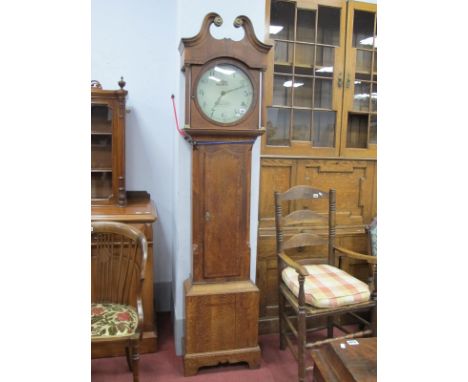 An Early XIX Century Oak Thirty Hour Long Case Clock, inscrbed 'Johnson of  Chesterfield', the hood with a swan neck pediment