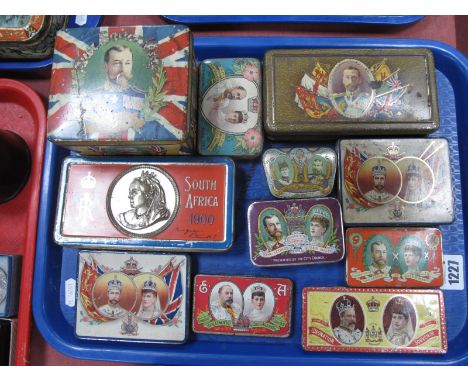 Vintage Tins Royalty Related, Edward 7th and George 5th including Cadbury, Rowntree, Victoria South Africa 1900. (11).
