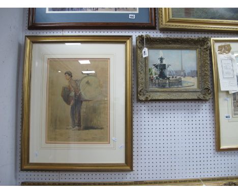 VALENTINELLI GIOVANNI (Italian, Late XIX/Early XX Century) Street Musician, watercolour, signed lower right, 40 x 30cm, Anoth