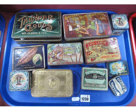 Tins - Christmas 1914 WWI tin. ten vintage cigarette and tobacco tins, including Wills, Gallaher, Thunder Clouds, Justus Van 