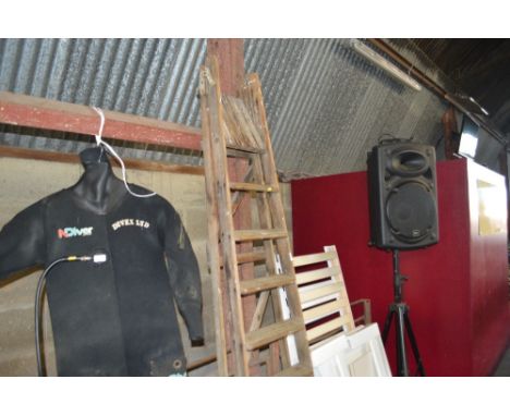 A wooden step ladder