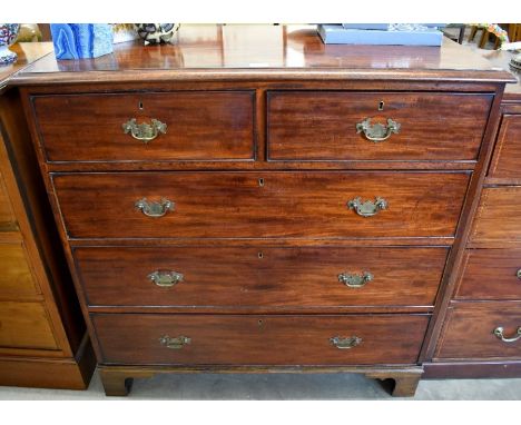 A 19th century mahogany chest of two short over three long drawers, raised on bracket feet, 110 cm wide x 52 cm deep x 110 cm