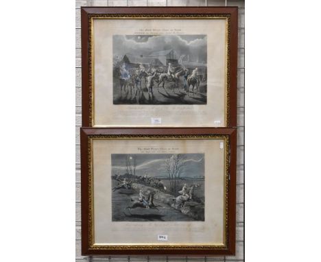 After H Alken - The First Steeple-Chase on record, engraving published 1839, plates I and II, 37 x 44 cm (2)