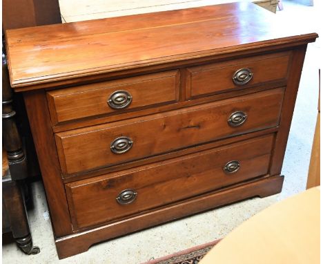 A late 19th/early 20th century satinwood chest of two short over two long drawers on shaped bracket feet, 107 cm x 48 x 78 cm