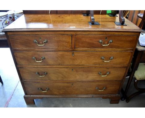 A 19th century mahogany chest of two short over three long drawers (with replacement handles) raised on bracket feet, 108 cm 