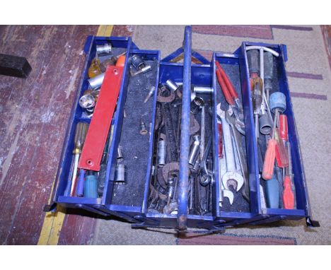 A Vintage metal toolbox and contents, shipping unavailable 