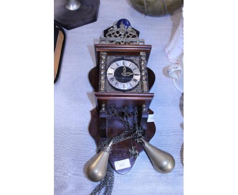 A vintage Dutch wall clock with weights and pendulum a/f, shipping unavailable 