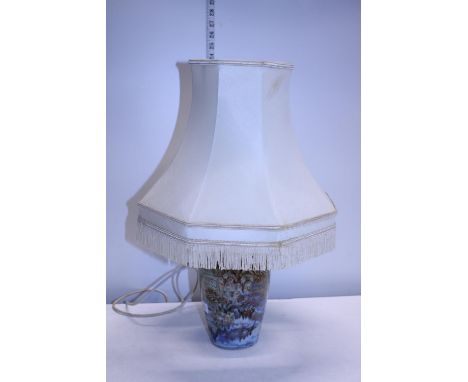 A quality art pottery lamp base and shade 