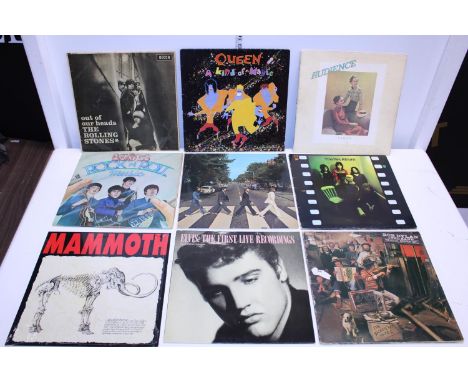 A selection of mixed genre LP records including The Beatles, The Rolling Stones, Queen etc 