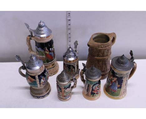A job lot of vintage German steins etc 