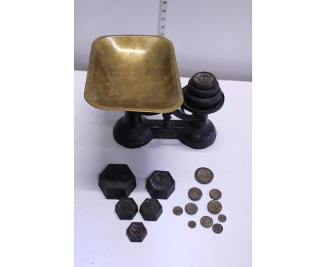 A set of vintage scales and weights 