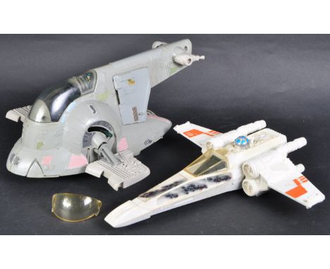 Star Wars - two original vintage Kenner / Palitoy made action figure playsets; Slave 1 and X Wing Fighter. Both incomplete, b