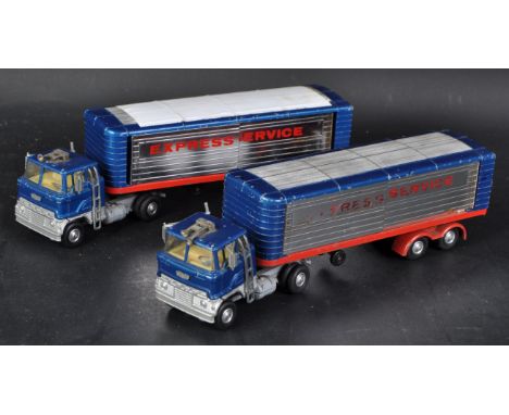 Two original vintage Corgi Major Toys diecast models No. 1137 ' Ford Articulated Truck Express Service '. The models with til