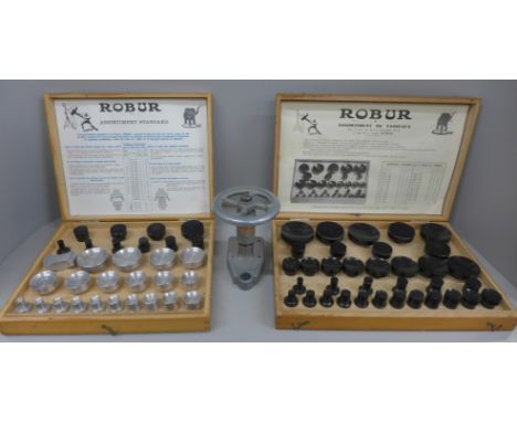Watchmaker's tools:- a Robur set of watch presses x2 