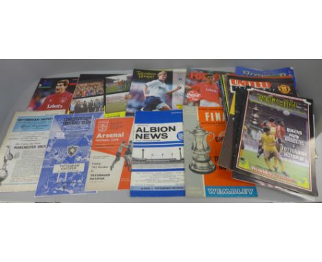 Football programmes; Tottenham Hotspur home and away programmes, 1962 onwards, (30) including three FA Cup Finals 