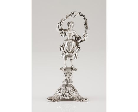 Toothpick holderPortuguese silverFemale figure and trunk with foliageOn a 3 foot plinth od raised foliage decorationOporto as