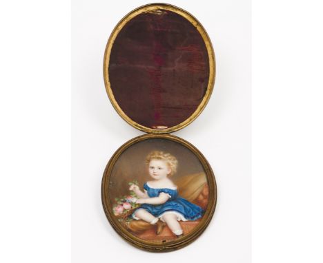 Richard Schwager (1822-1880)A portrait of a childMiniature on ivorySigned and dated 187412x9,5 cm