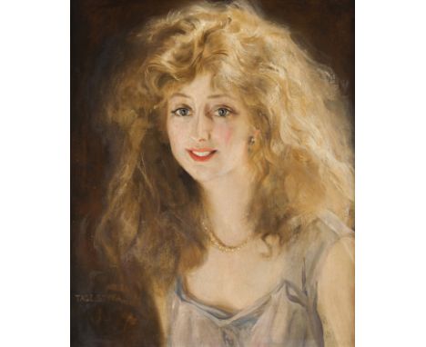 Tade Styka (1889-1954)A portrait of a ladyOil on hardboardSigned62x51 cm 