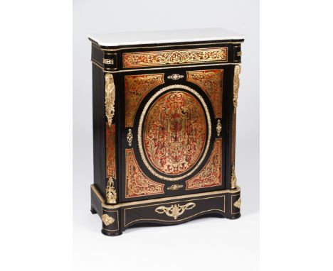 A Napoleon III Boulle style low cupboardEbonised woodGilt metal and tortoiseshell inlaid decorationGilt bronze mounts of clas