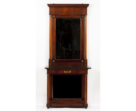 An Empire pier tableMahogany and bronze mountsMarble topPortugal, 19th century(minor faults)245x113x53 cm 