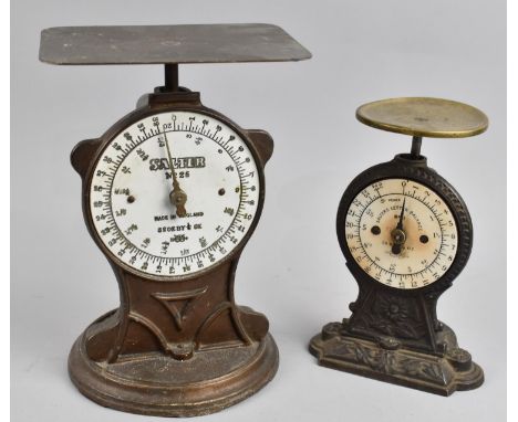 Two Vintage Salters Postage Scales, Tallest 21cms 