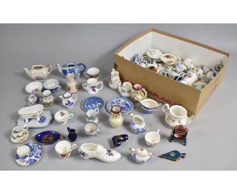 A Collection of Various Ceramic Miniatures, Lidded Pots Etc together with Various Other Sundries to include Money Saving Bank